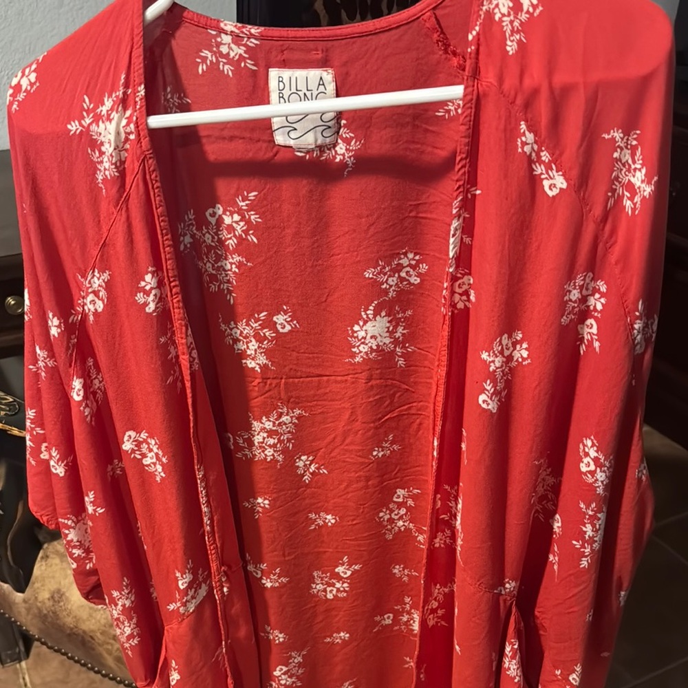 Billabong Red Floral Swim Coverup